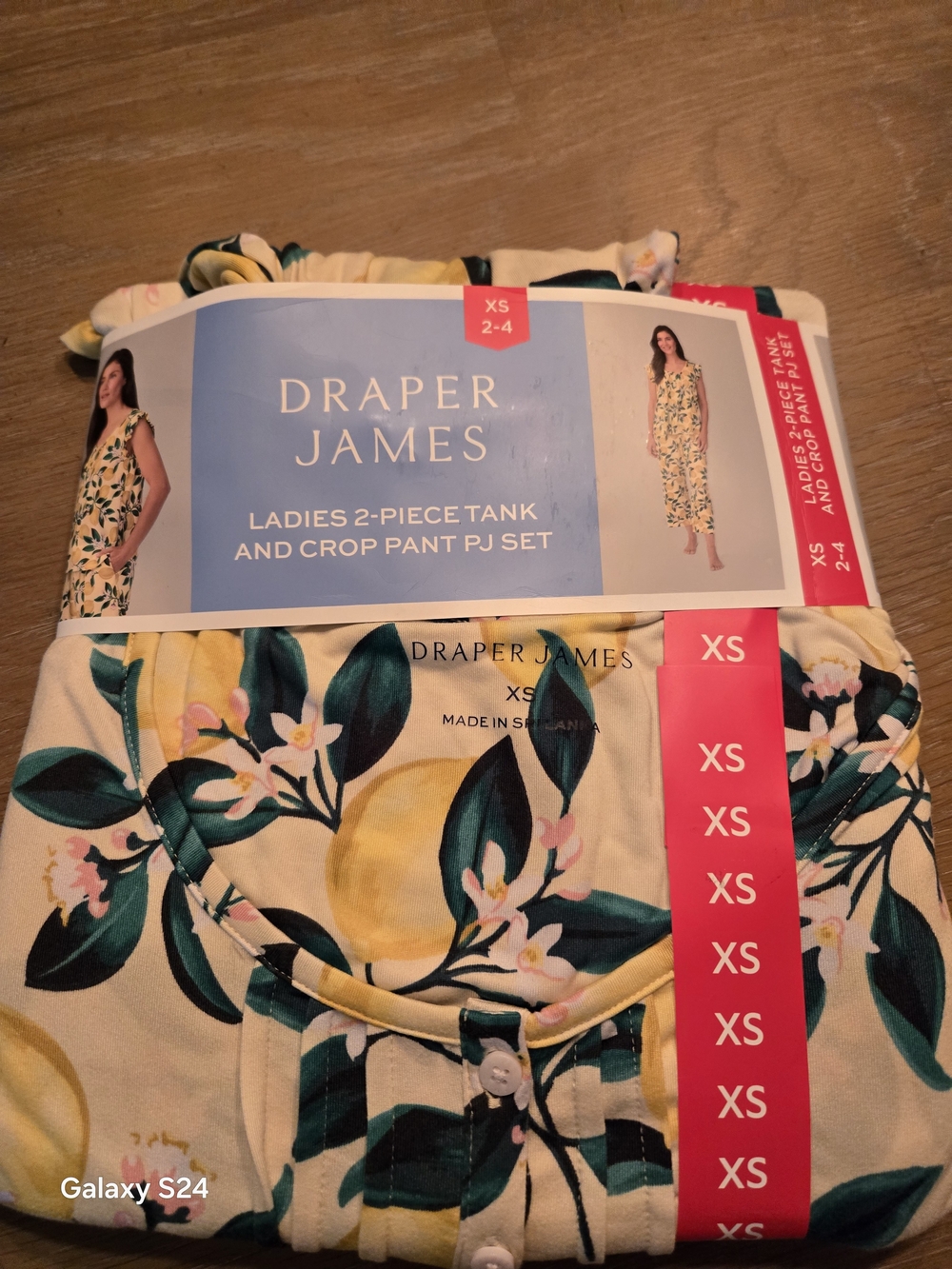 Draper James Lemon Floral Tank & Crop Pajama Set in Yellow and Green Sz XS New